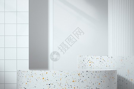 淋浴banner白色极简展台设计图片