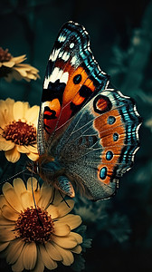 手绘彩色蝴蝶昆虫动物世界特写背景图片