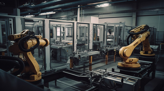 机器人组装汽车厂的机械臂机器人插画