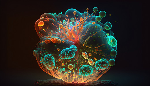 好看气泡素材梦幻好看的病毒细胞特写插画