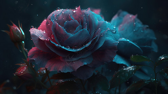 露珠玫瑰带露珠的粉色玫瑰花设计图片