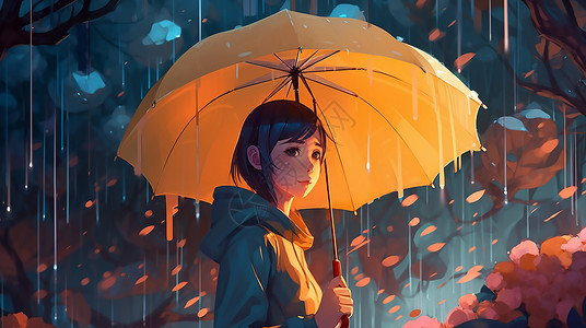 雨天撑伞的女生背景图片