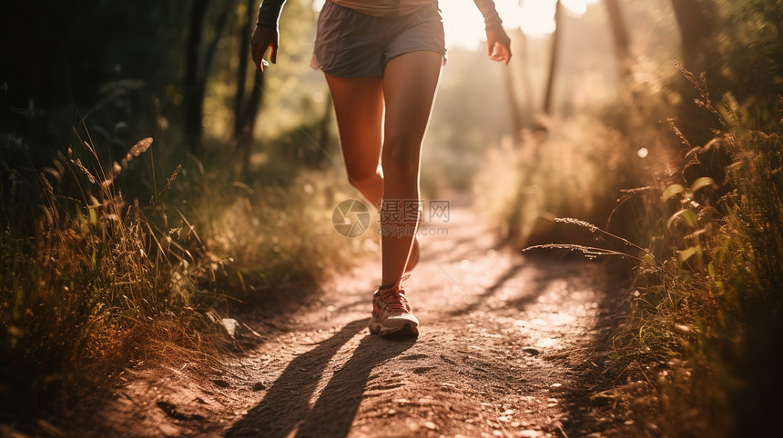 大自然中跑步女士脚步图片