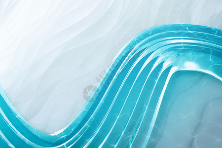 透明青蓝色海浪创意玻璃材质透明水面设计图片