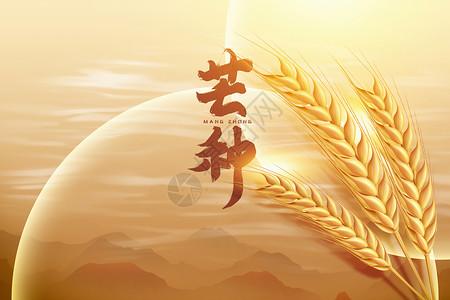 芒种金色麦穗芒种金色创意小麦设计图片