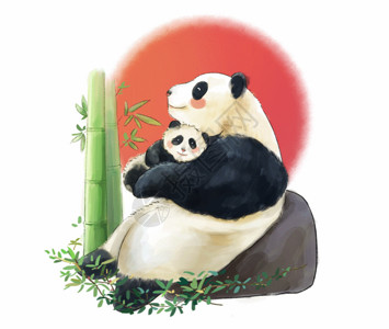 动物园背景熊猫母子母亲节GIF高清图片