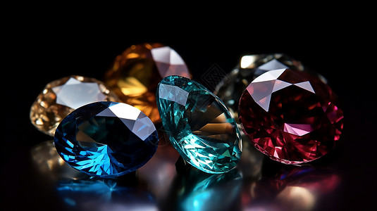 一堆钻石五彩的水晶插画