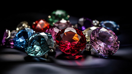 一堆钻石彩色的水晶钻石插画