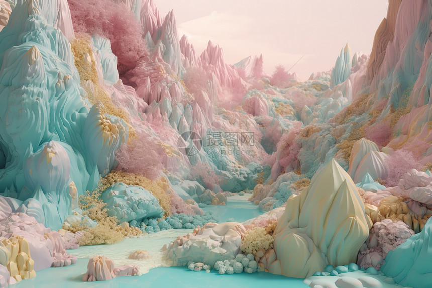 梦幻般的山谷超现实山水图片