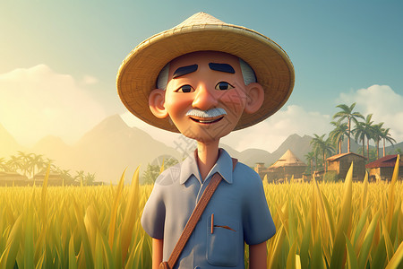 稻田里的农民叔叔图片