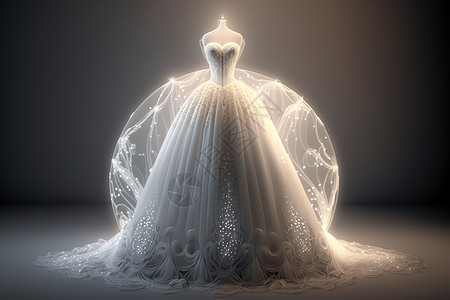 抹胸白色婚纱3D模型插画