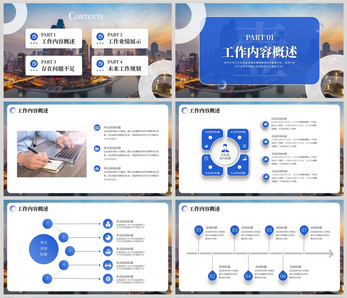 蓝色商务通用工作汇报总结PPT模板图片