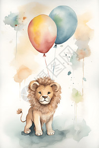 狮子与气球背景图片