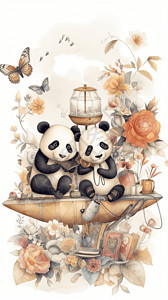 熊猫的约会图片