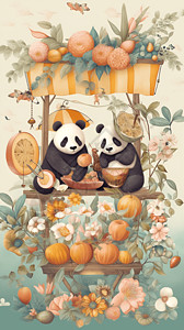 熊猫的约会背景图片