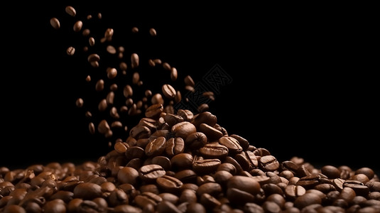 手捧咖啡豆掉落的咖啡豆插画