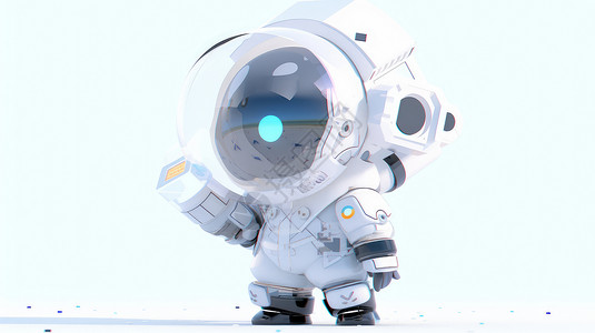 可爱的穿白色宇航服的卡通人物IP背景图片