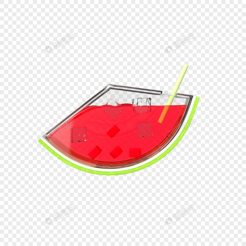 c4d立体夏季水果西瓜饮品图片