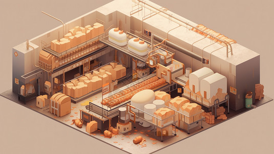 可爱的面包生产工厂背景图片