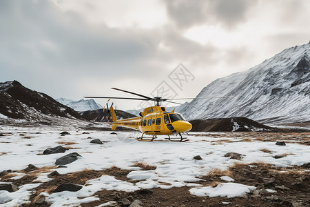 直升机旅游直升机飞机山上的旅游插画