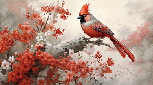 中国传统工笔花鸟高清图片