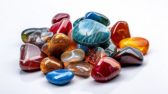 水晶矿石素材一堆彩色的鹅卵石插画