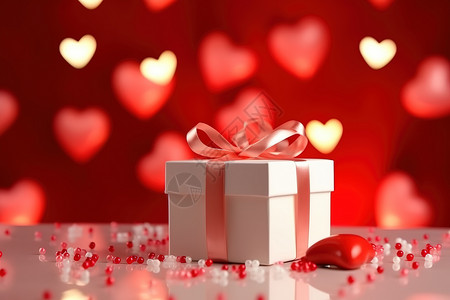 一颗珍珠浪漫的情人节礼物红色背景插画