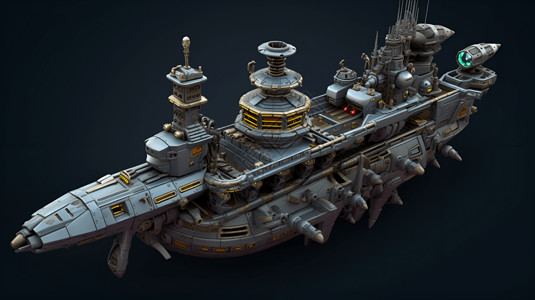 军舰模型素材轮船模型插画