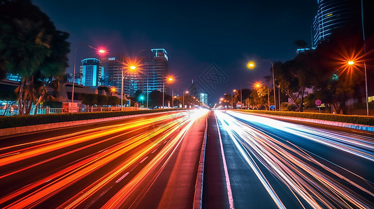 抽象的夜间汽车交通道路背景图片