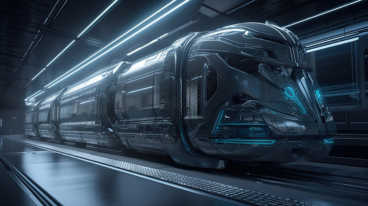 超现代科幻子弹头列车轻轨地铁图片