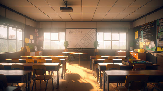 阳光下干净的教室背景图片