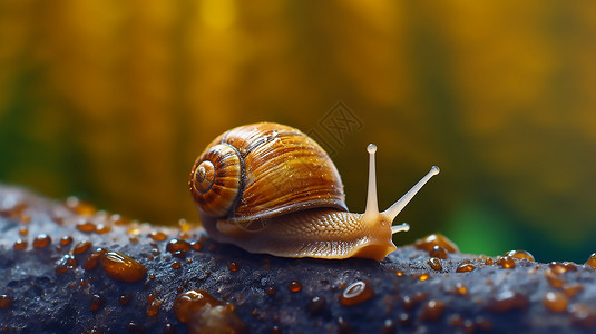 伸着触角正在爬行的蜗牛图片