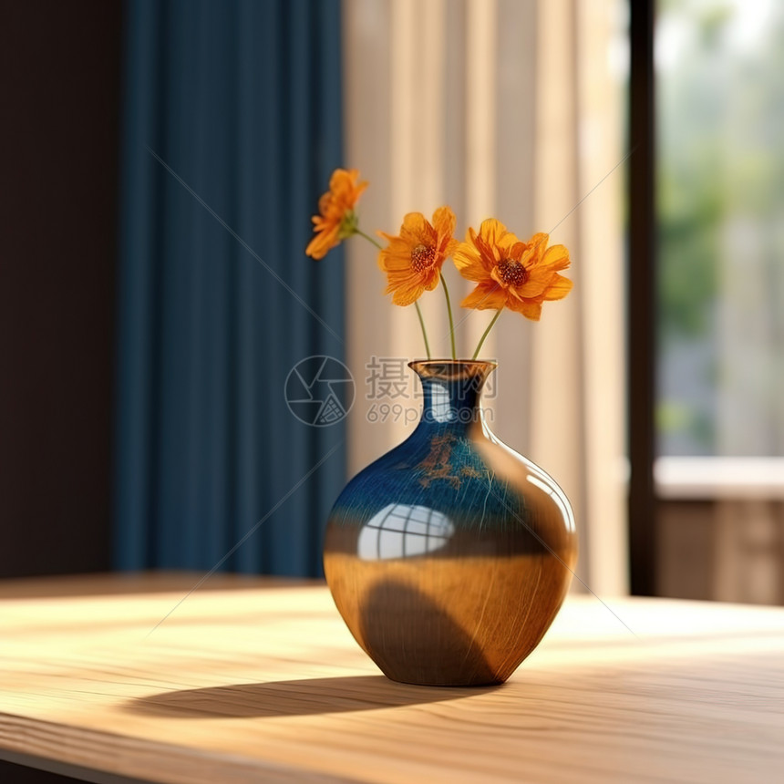 桌子花瓶图片