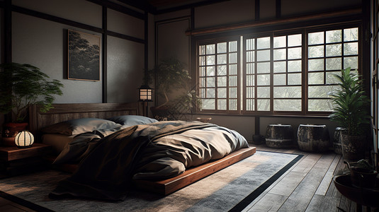 新中式木质榻榻米卧室图片