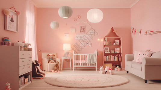 卡哇伊童趣梦幻的女儿房背景图片
