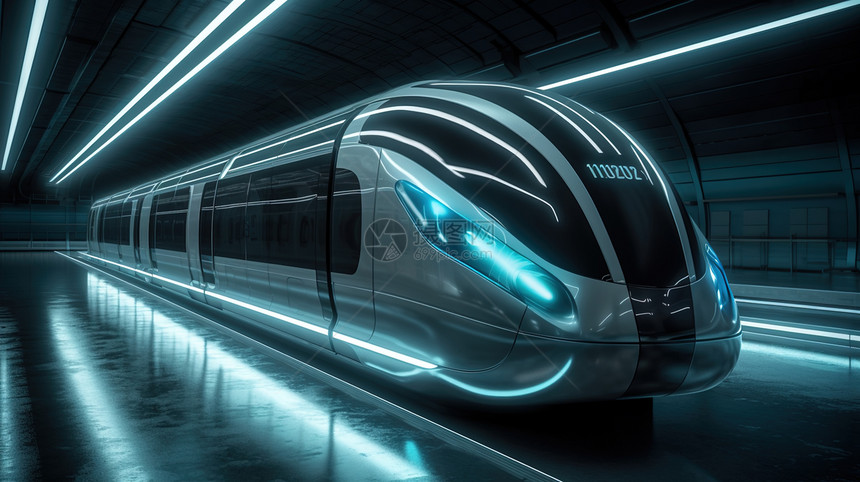 超现实未来世界子弹头新能源列车轻轨地铁图片