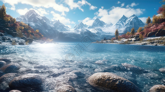 美丽自然风光雪山湖泊图片