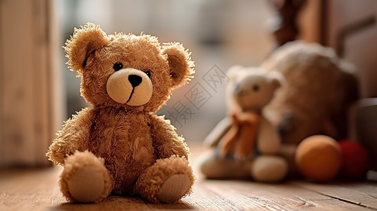 棕色小熊玩偶室内小熊玩具背景