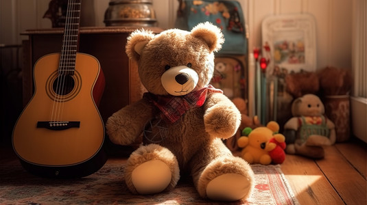 儿童节小熊边框毛茸茸玩具小熊背景
