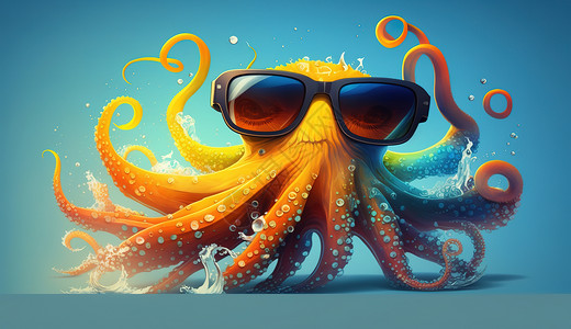 幻想戴太阳镜跳舞的章鱼图片背景图片