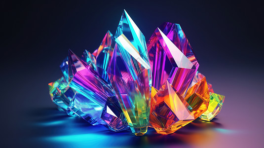 天然矿物质流光溢彩的五彩宝石装饰品插画