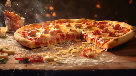 西红柿美食披萨背景图片