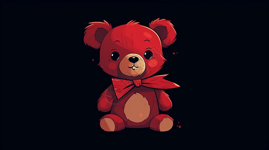 带着红丝带的快乐泰迪熊玩偶图片