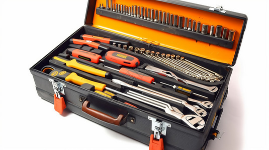 工匠工具一个装满工具的工具箱插画