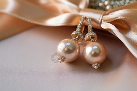 简约时尚的珍珠耳环背景图片