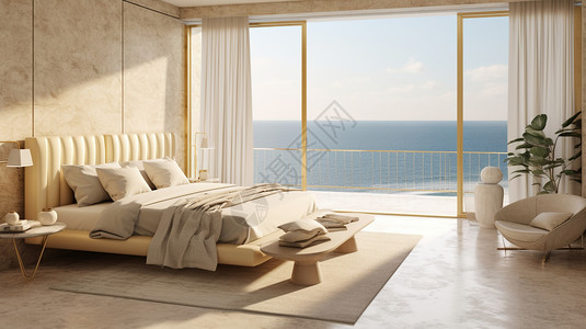 现代海边卧室图片