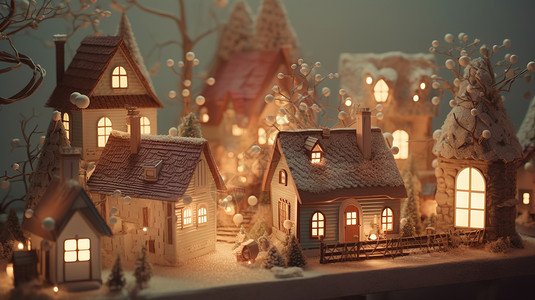节日气氛的小房子背景图片