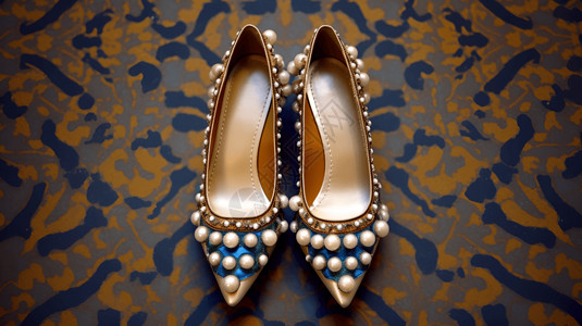珍珠鞋风俗喜鞋高清图片