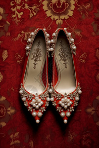 珍珠鞋背景图片