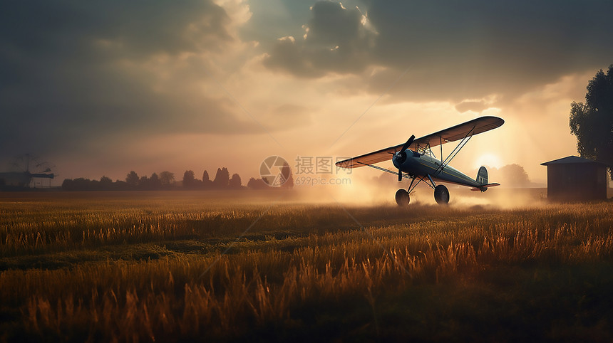 机械化飞机喷洒农药图片